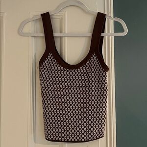 Brown and White Patterned Tank Top